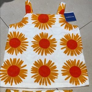 Marimekko Orange and White Floral Top & Skirt set - brand new with tags